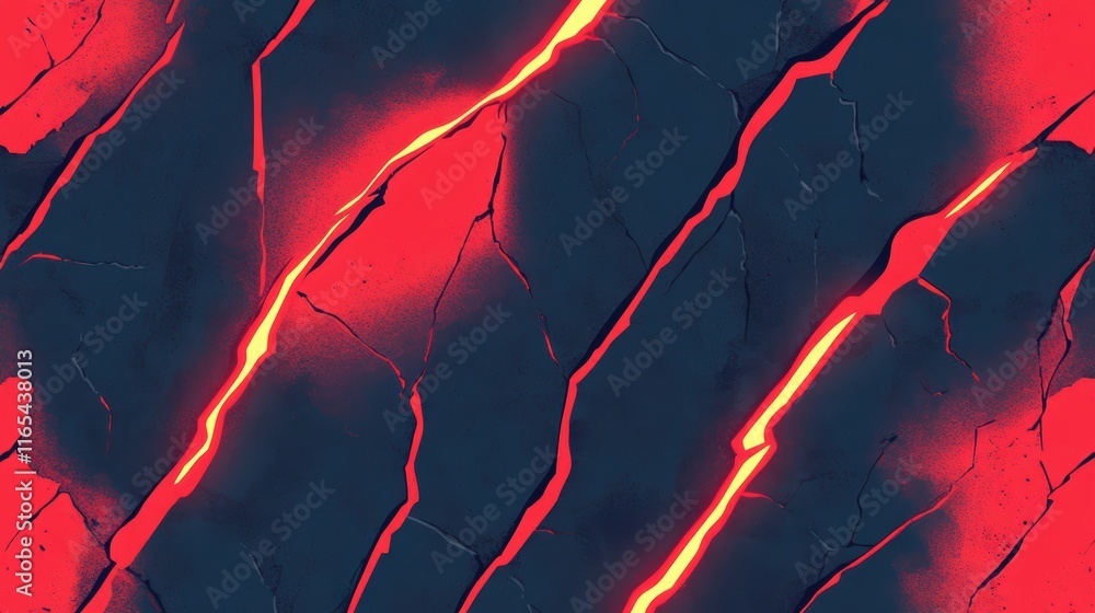 Poster Intriguing red and black cracked background pattern for design elements abstract