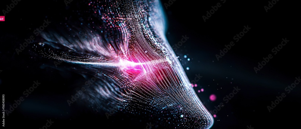 Poster futuristic abstract digital landscape data flow technology network ai