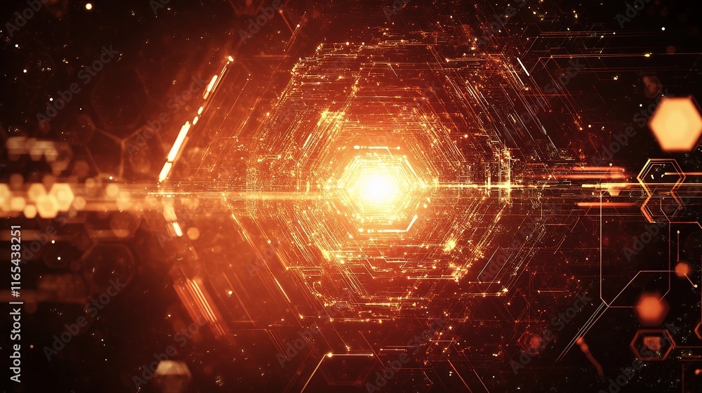 Poster Abstract Hexagonal Background with Science Inspired Elements