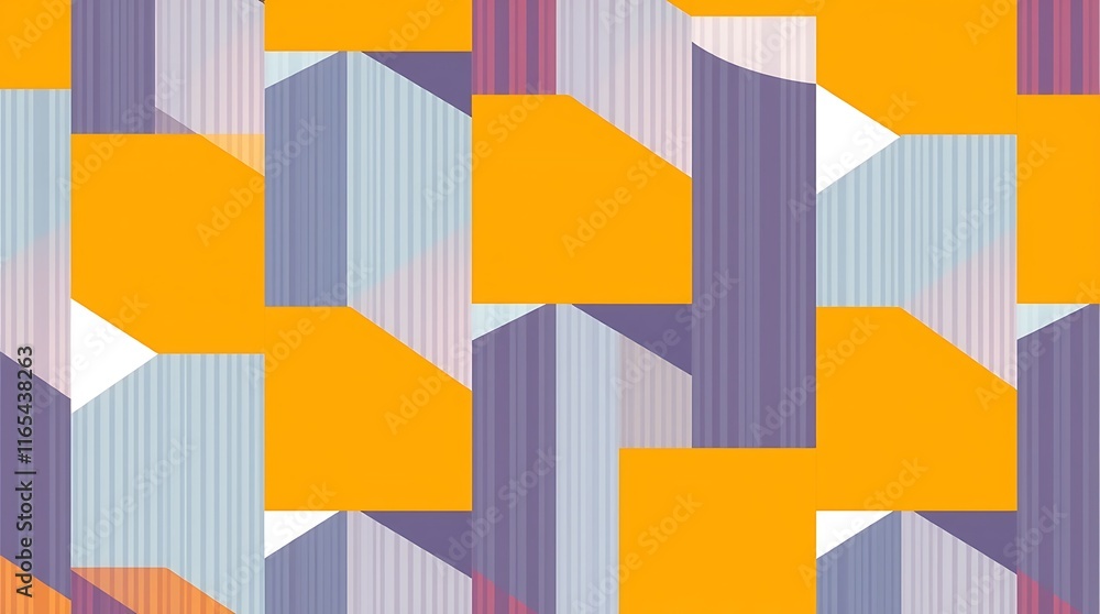 Poster abstract geometric pattern in yellow, purple, and blue: a mesmerizing interplay of colors and shapes