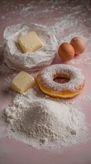 Delicious Donut Baking Ingredients  Flour  Butter  Eggs  Sweet Treat