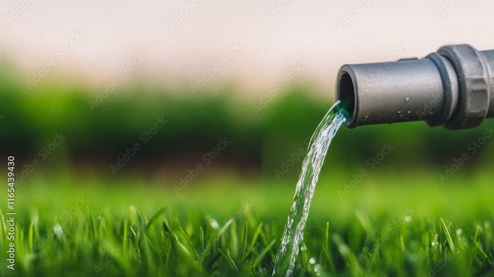 Poster dynamic cascade, clear water flowing from a spout, creating refreshing splash refreshing