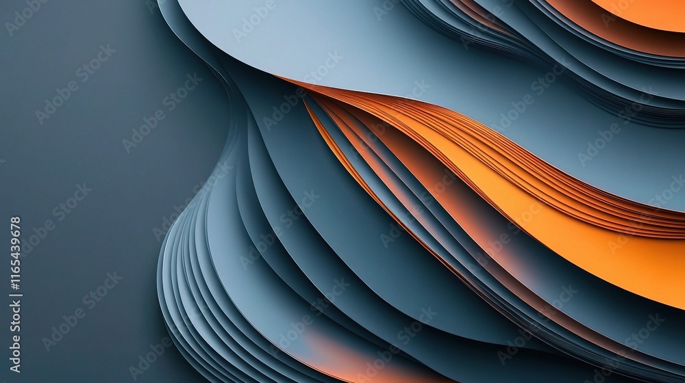 Aufkleber Abstract Gray Background with Wave Forms and Warm Accents