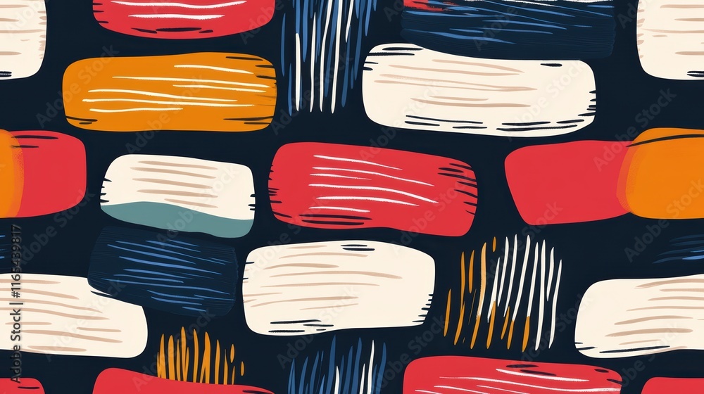 Poster Intricate seam pattern, a colorful tapestry of intersecting lines and stitches colorful