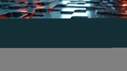 Metallic surface with orange and blue lights creating a futuristic and modern background, perfect for technology or sci fi projects