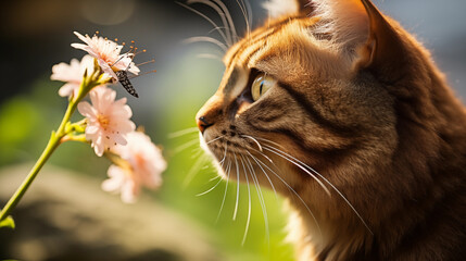 Obraz premium japanese style picture of brown cat facing