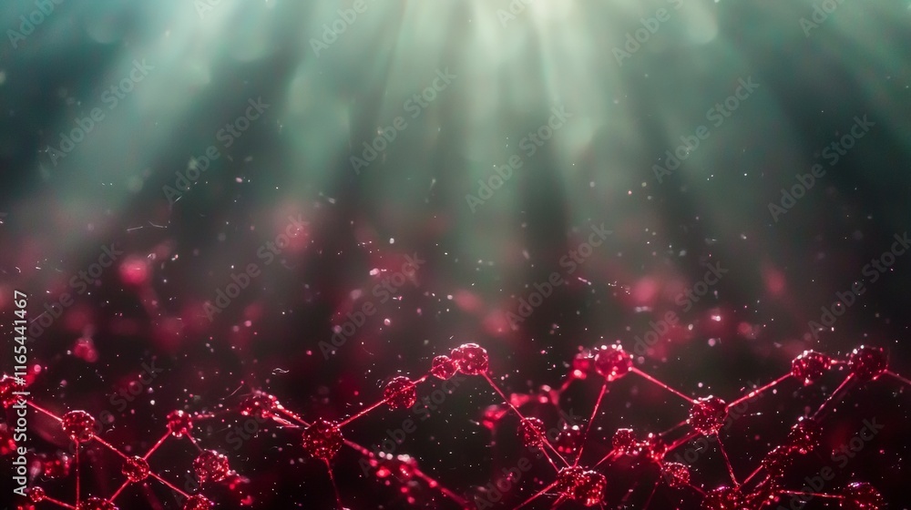 Poster Abstract Red Molecule Structure  Network  Connection  Science  Technology Background