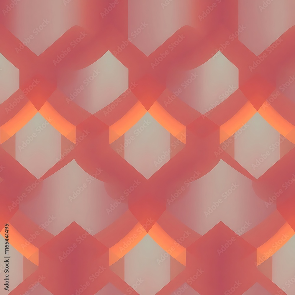 Poster abstract geometric pattern: a mesmerizing, repeating pattern of soft coral and orange hues, creating
