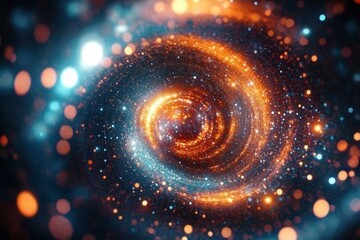 abstract technology background depicts a mesmerizing universe in bokeh- with swirling patterns of light and color creating a sense of depth and mystery- evoking a feeling of infinite possibilities and