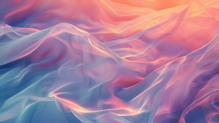 Fototapeta premium Abstract background of flowing translucent fabric in pastel colors, creating a dreamy and ethereal atmosphere