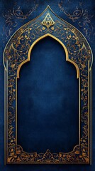 Elegant Navy and Gold Islamic Arch