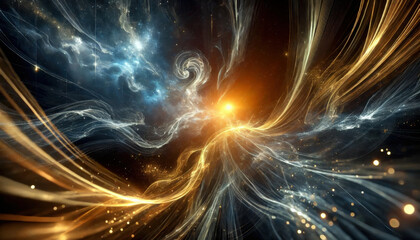 Der Sieg des Lichts über die Dunkelheit - Konzept: Aus dem dunklen Weltall sich Bahn brechende kosmische Lichtkonstellation