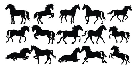 Horse Silhouette  Bundle  Beautiful horse vector design with white background