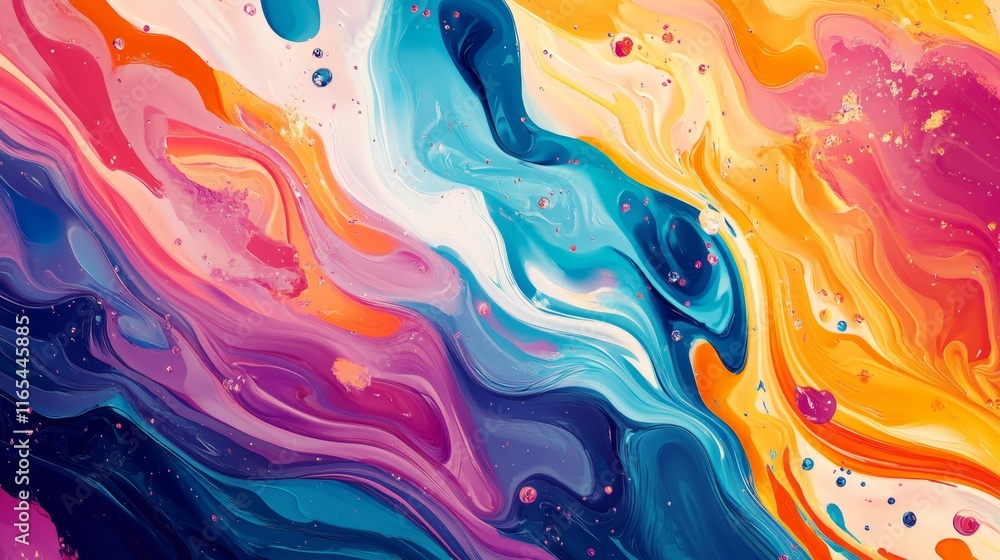 Poster refreshing abstract water splash with rippling waves and falling droplets in vibrant style