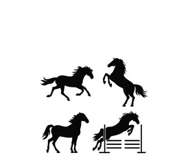 Horse Silhouette  Bundle  Beautiful horse vector design with white background