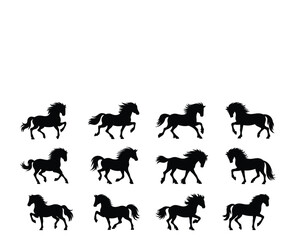 Horse Silhouette  Bundle  Beautiful horse vector design with white background