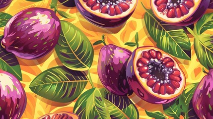 passionfruit seamless pattern wallpaper