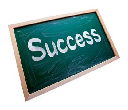 Chalkboard displays the word Success on a transparent background, png image