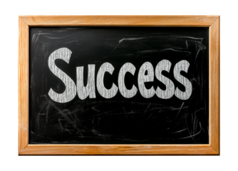 Motivational chalkboard with success written boldly on a transparent background, png image