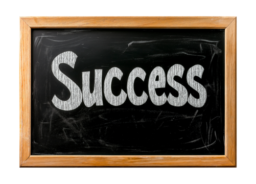 Motivational chalkboard with success written boldly on a transparent background, png image