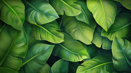 Obraz premium Lush Green Tropical Foliage: Nature's Tapestry