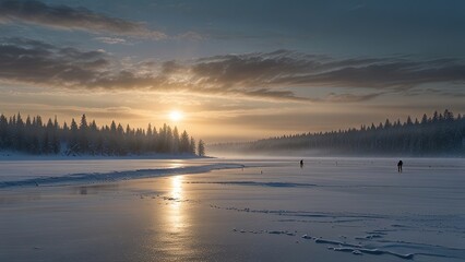 winter lake background