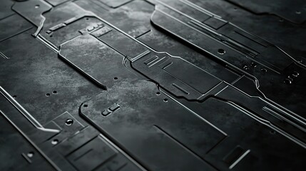 Sleek Metal Template Background with Industrial Lines and Texture