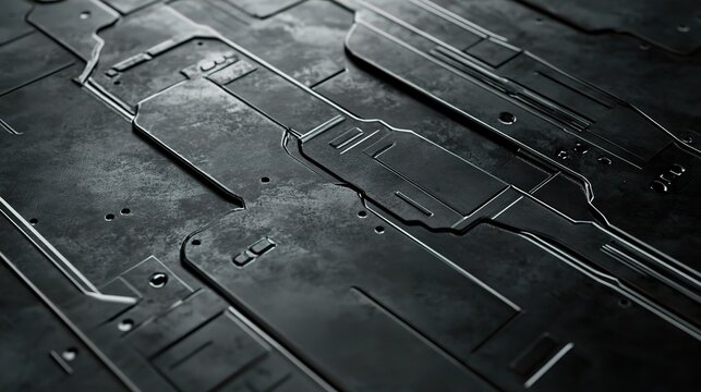 Sleek Metal Template Background with Industrial Lines and Texture