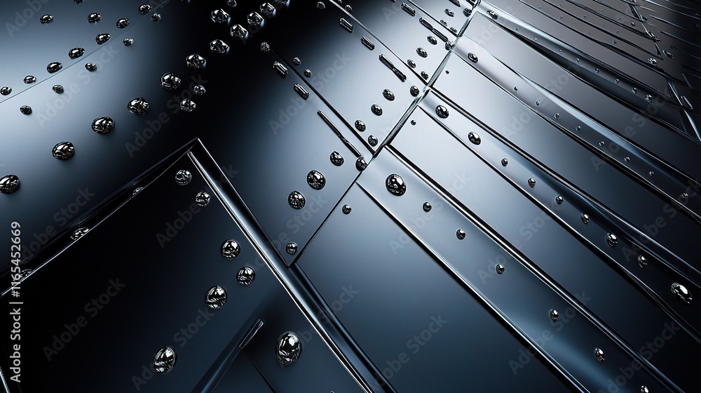 Poster sleek reflective metal surface with unique textures and patterns