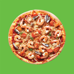pizza isolated on green screen background
