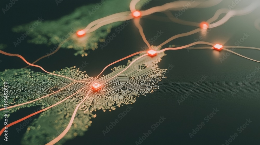 Poster abstract circuit board network global connectivity digital technology data flow