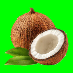 coconut on white Green Screen background