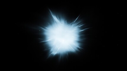 Bright explosion of light with sharp rays on a black background. Energy or cosmic burst