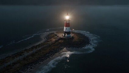 Fototapeta premium lighthouse in the peninsula at night