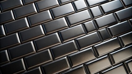 Fototapeta premium A seamless pattern of metallic rectangular tiles, creating an abstract geometric backdrop with a high-gloss finish.