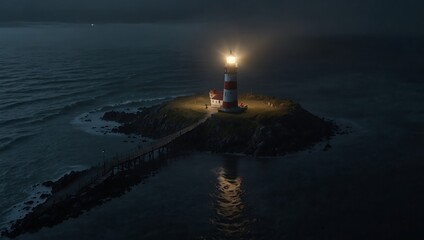 lighthouse in the middle of the sea