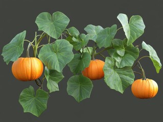 Three Pumpkins on a Vine