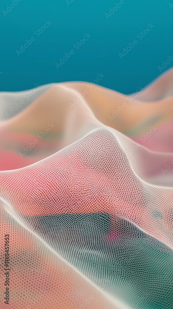 Poster Abstract Pastel Wave Mesh Background Texture  3D Render