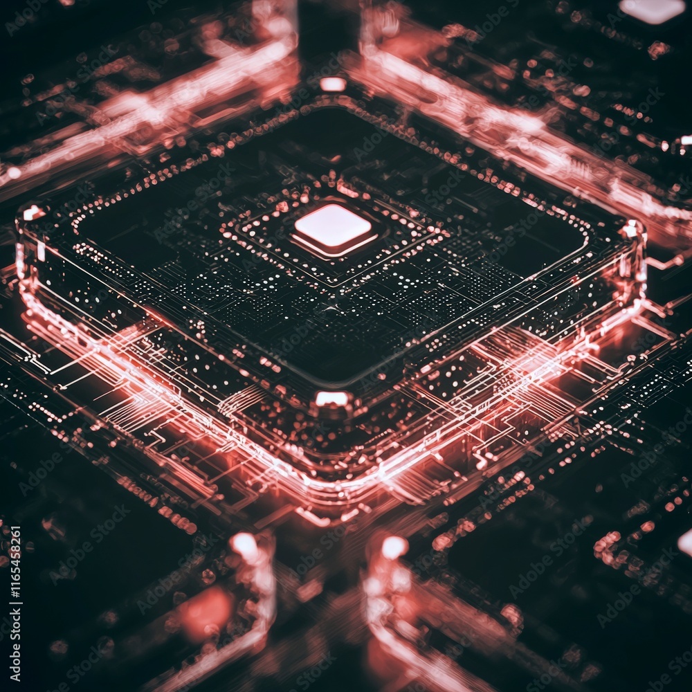 Aufkleber futuristic tech background ai data flow digital circuits neon glow