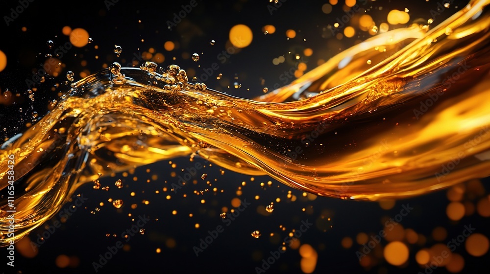 Poster Dynamic Liquid in Motion Captured in High Resolution with Bubbles