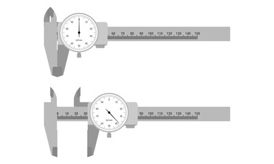 Dial vernier caliper. Vector illustration isolated on white