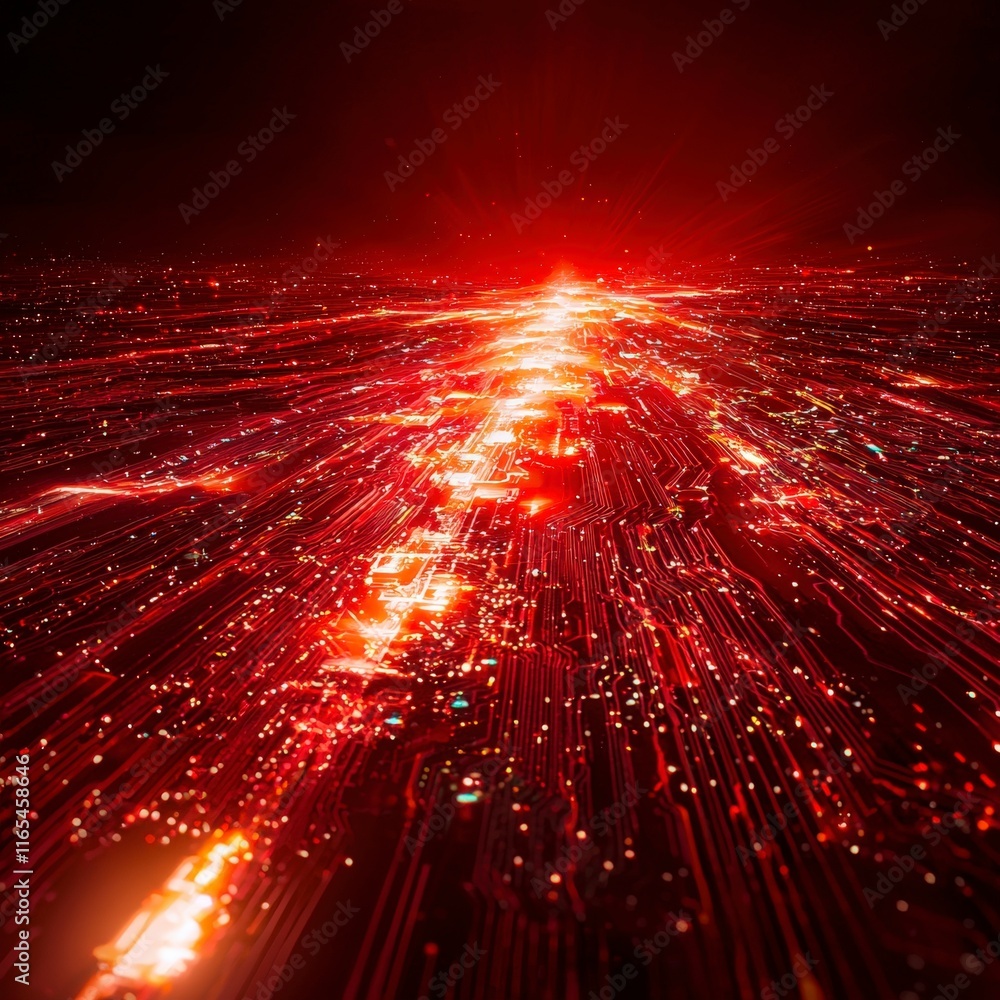 Poster red circuit board abstract technology background digital data flow network innovation