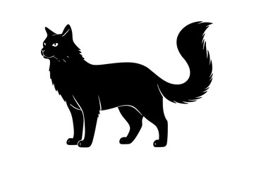 turkish angora cat black silhouette vector, Simple silhouette Design vector icon with white background