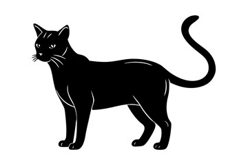 russian blue cat black silhouette vector, Simple silhouette Design vector icon with white background