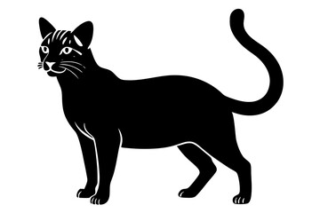 bengal cat black silhouette vector, Simple silhouette Design vector icon with white background