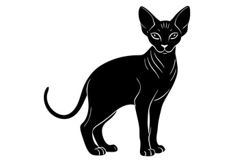 sphynx cat black silhouette vector, Simple silhouette Design vector icon with white background