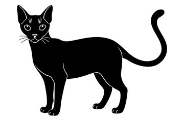 abyssinian cat black silhouette vector, Simple silhouette Design vector icon with white background
