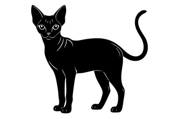 devon rex cat black silhouette vector, Simple silhouette Design vector icon with white background