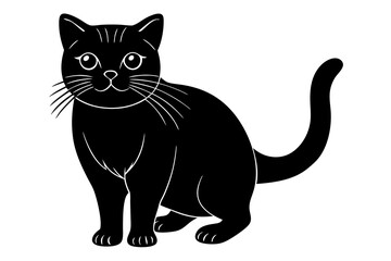 exotic shorthair cat black silhouette vector, Simple silhouette Design vector icon with white background