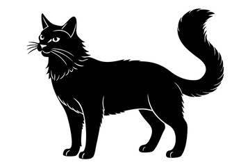 somali cat black silhouette vector, Simple silhouette Design vector icon with white background